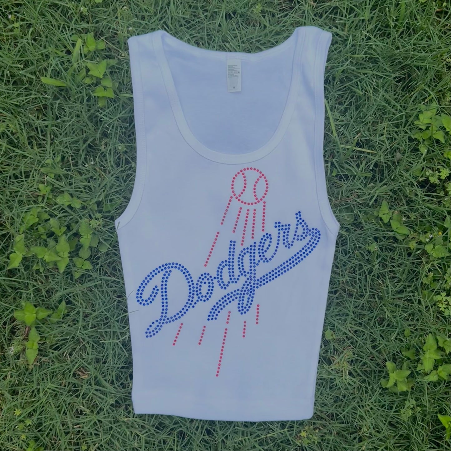 Dodgers Ball Rhinestone Cropped Tank Petite