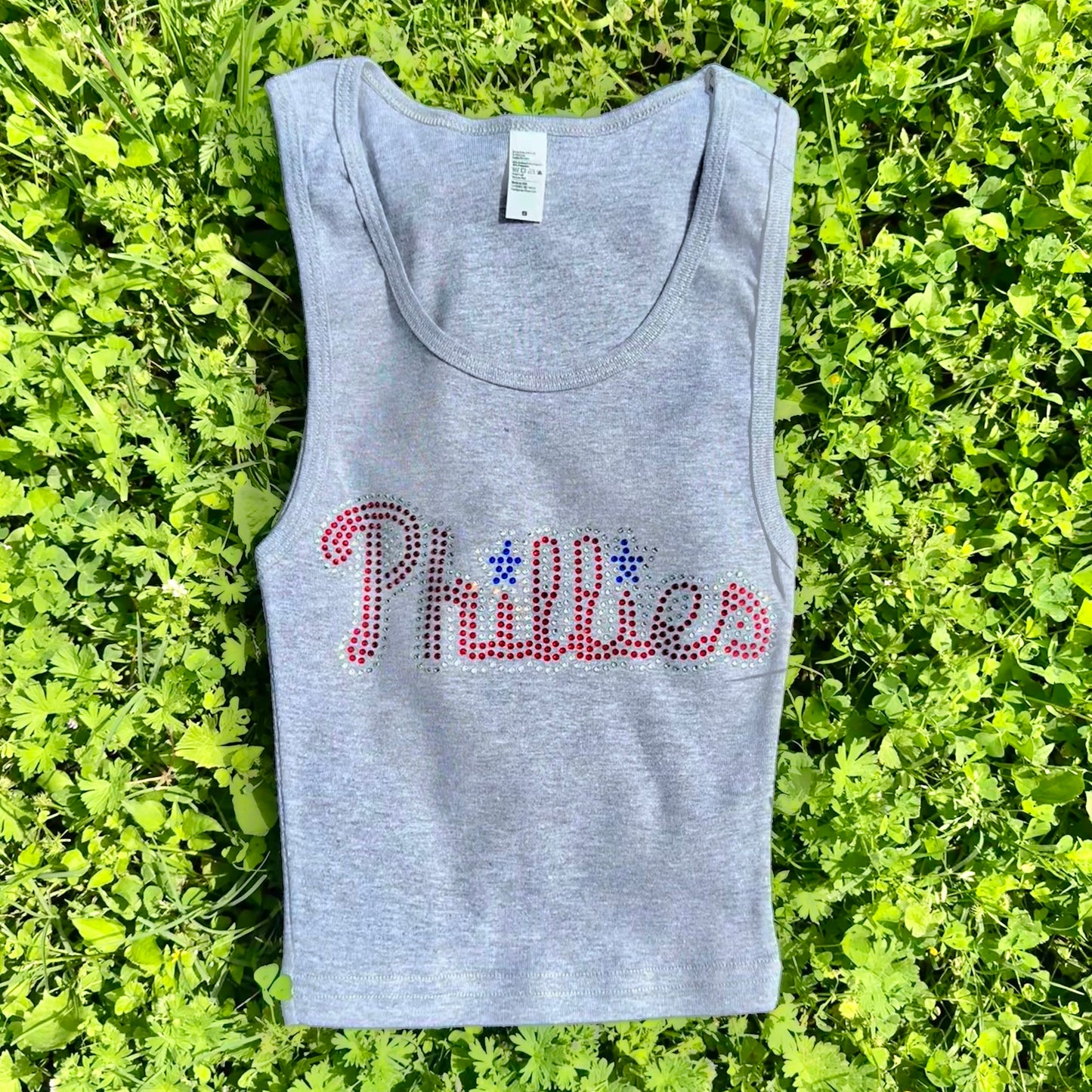 Phillies Rhinestone Cropped Tank Petite