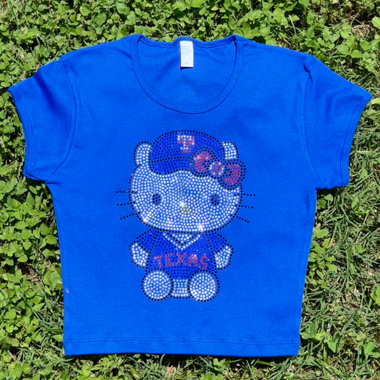 Kitty Rangers Sitting Rhinestone Baby Tee