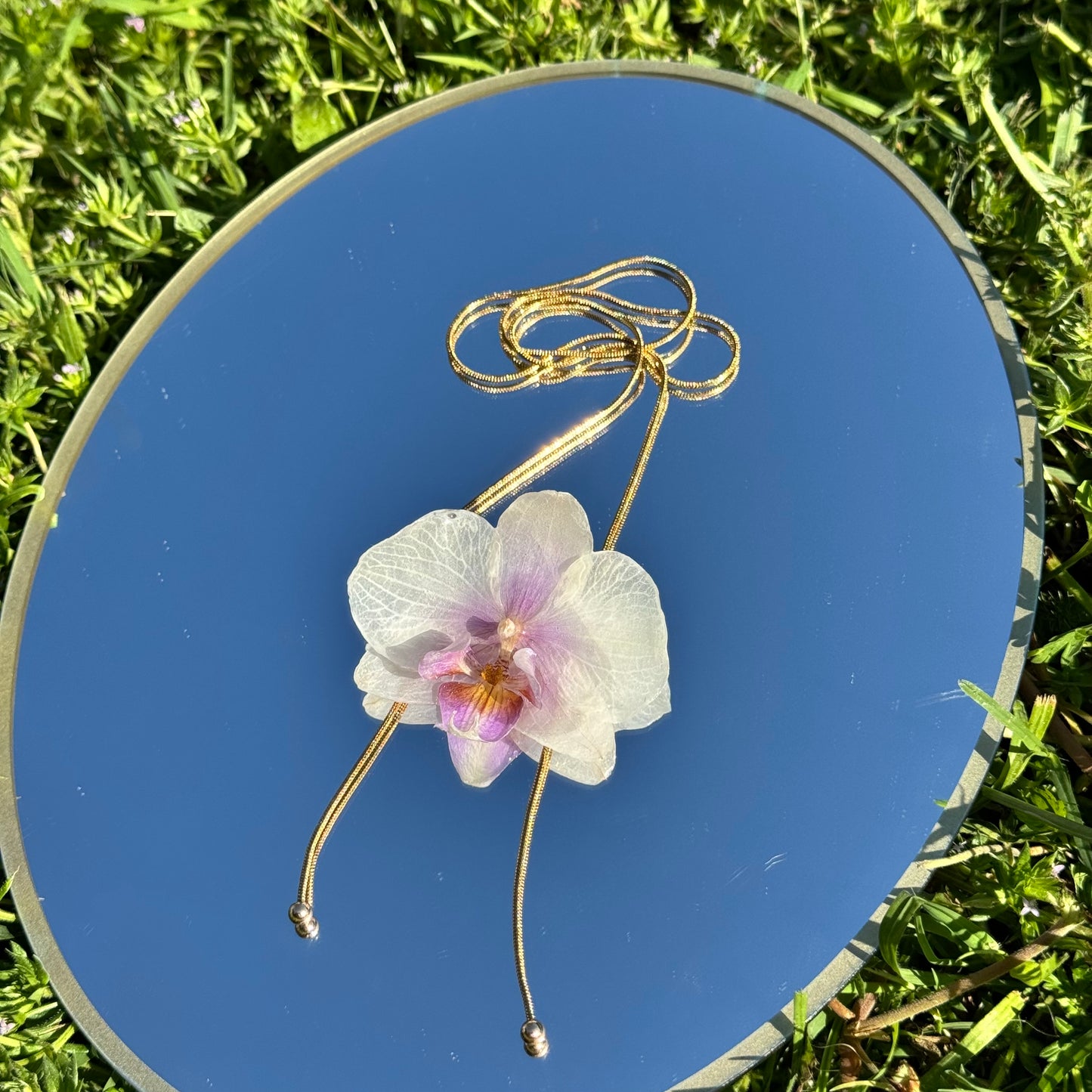 Handmade Real Purple Orchid Adjustable Necklace