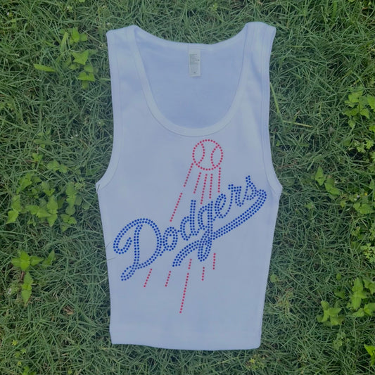 Dodgers Ball Rhinestone Cropped Tank Petite