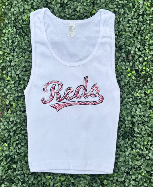 Reds Rhinestone Cropped Tank Petite