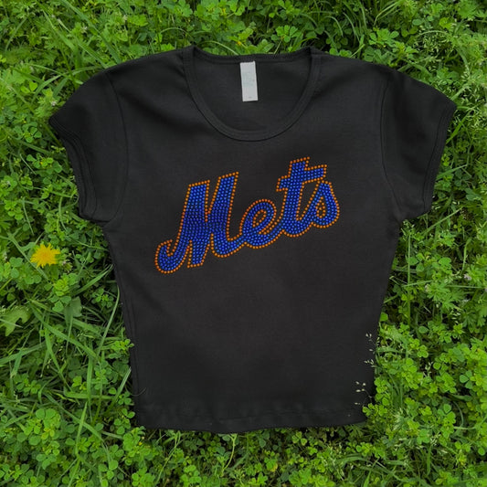 Mets Rhinestone Baby Tee