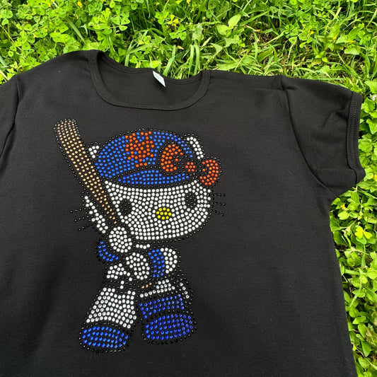 Hello Kitty w/ Bat New York Mets Rhinestone Baby Tee