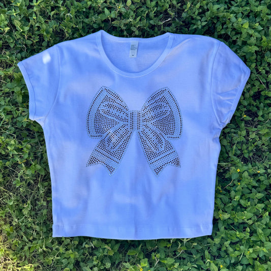 Football Bow Rhinestone Baby Tee