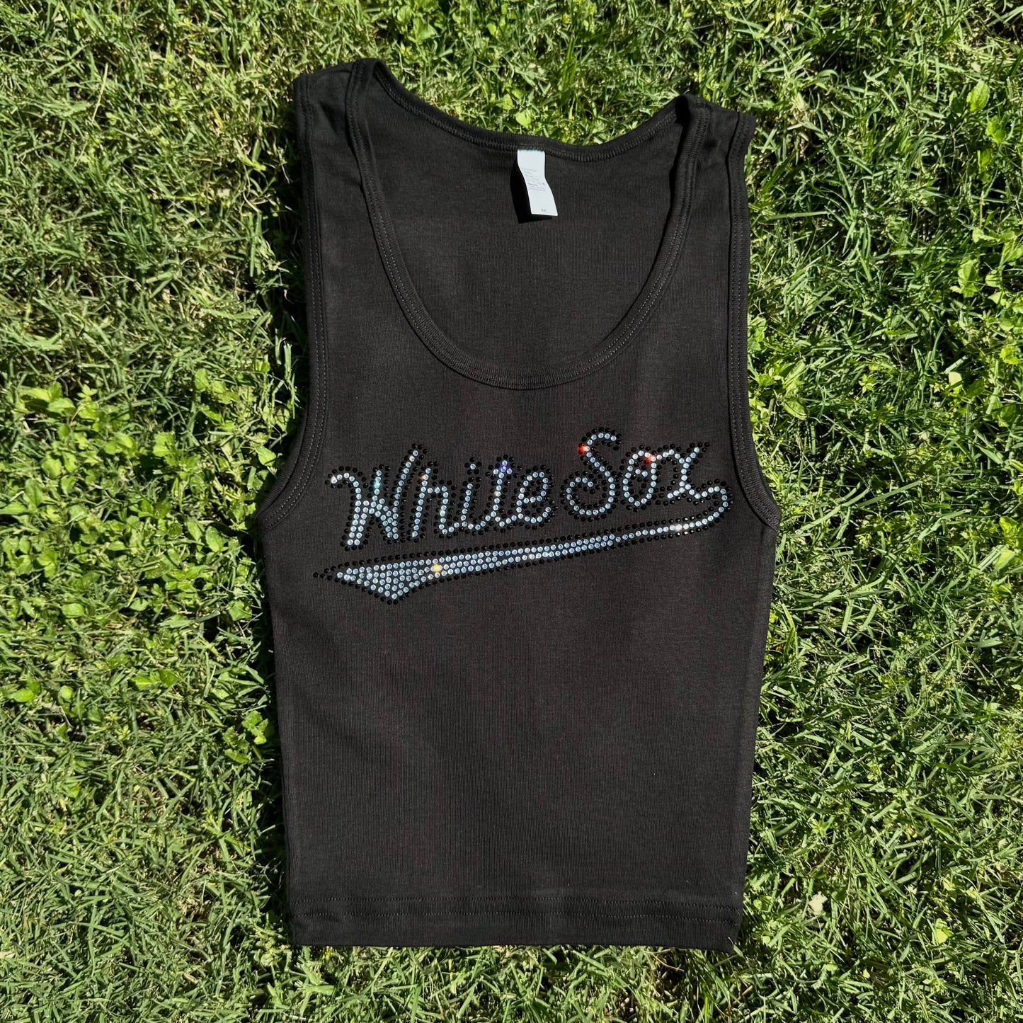 White Sox Rhinestone Cropped Tank Petite