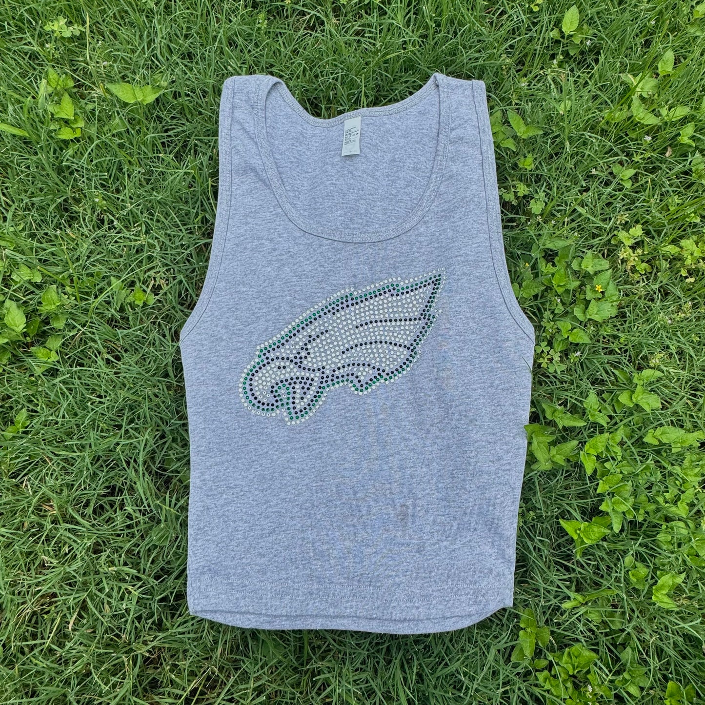 Eagle Head Rhinestone Cropped Tank Petite