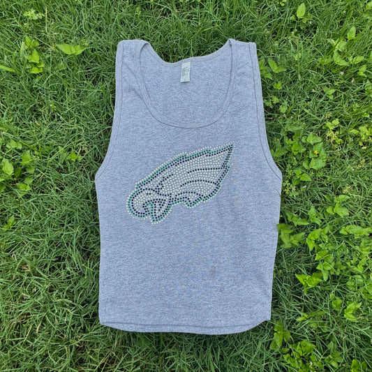 Eagle Head Rhinestone Cropped Tank Petite