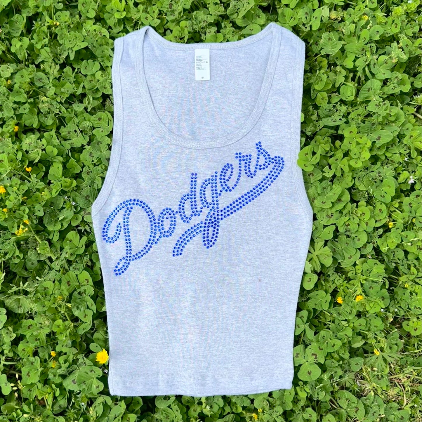 Dodgers Rhinestone Cropped Tank Petite