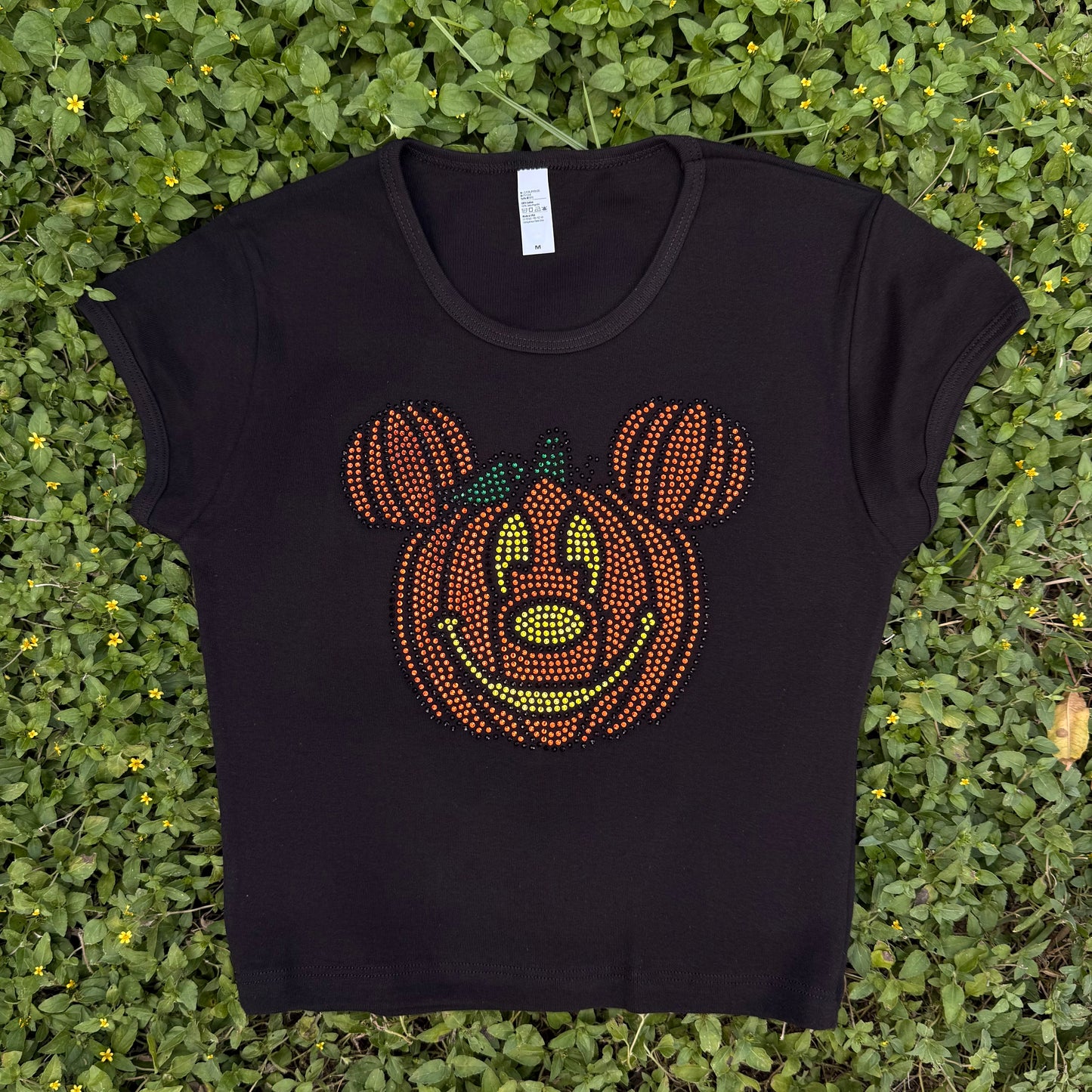 Mickey Pumpkin Rhinestone Baby Tee