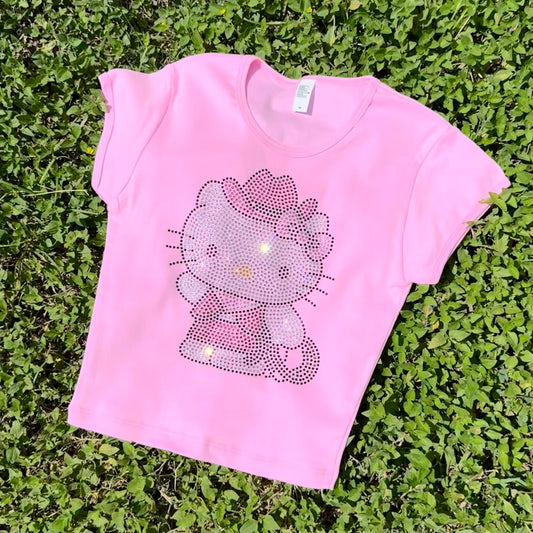 Kitty Cowgirl Rhinestone Baby Tee