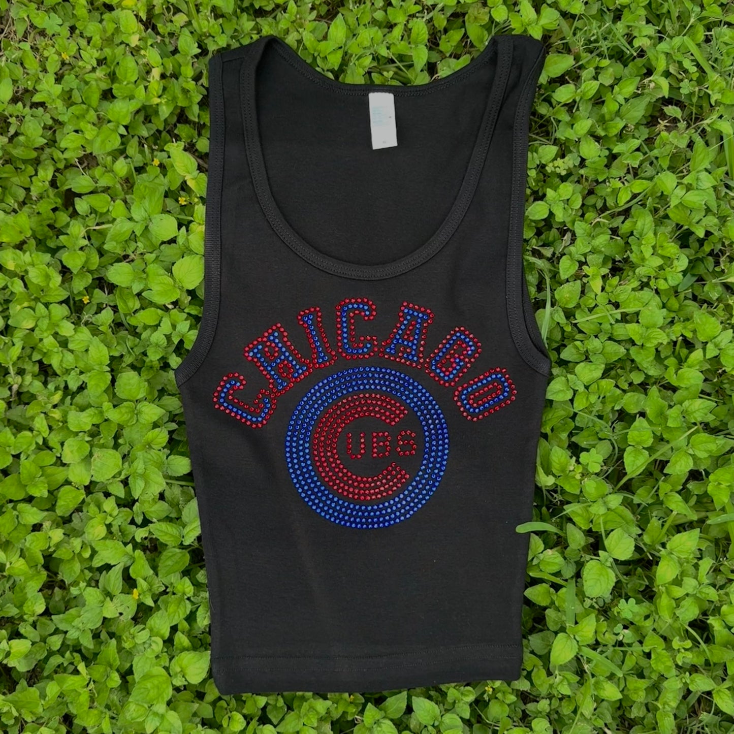Cubs Rhinestone Cropped Tank Petite