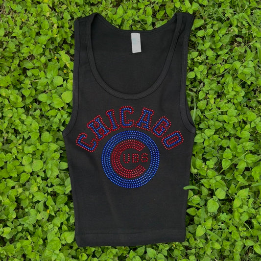Cubs Rhinestone Cropped Tank Petite