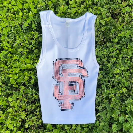 SF Giants Rhinestone Cropped Tank Petite