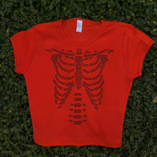 Skeleton Rhinestone Baby Tee