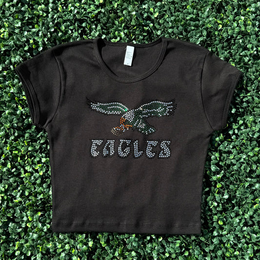 Old Kelly Green Eagles Rhinestone Baby Tee