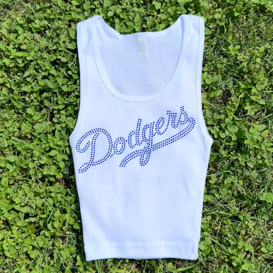 Dodgers Rhinestone Cropped Tank