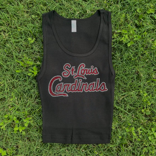 Cardinals Rhinestone Cropped Tank Petite