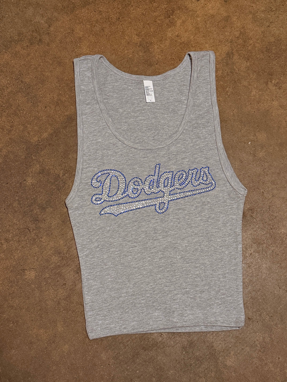 Dodgers 2 Rhinestone Cropped Tank Petite