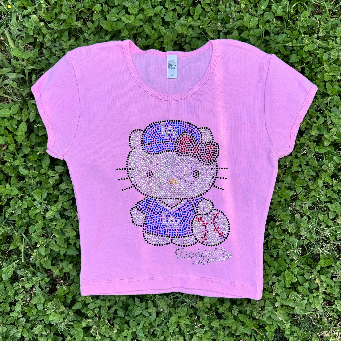 Hello Kitty Dodgers Rhinestone Baby Tee