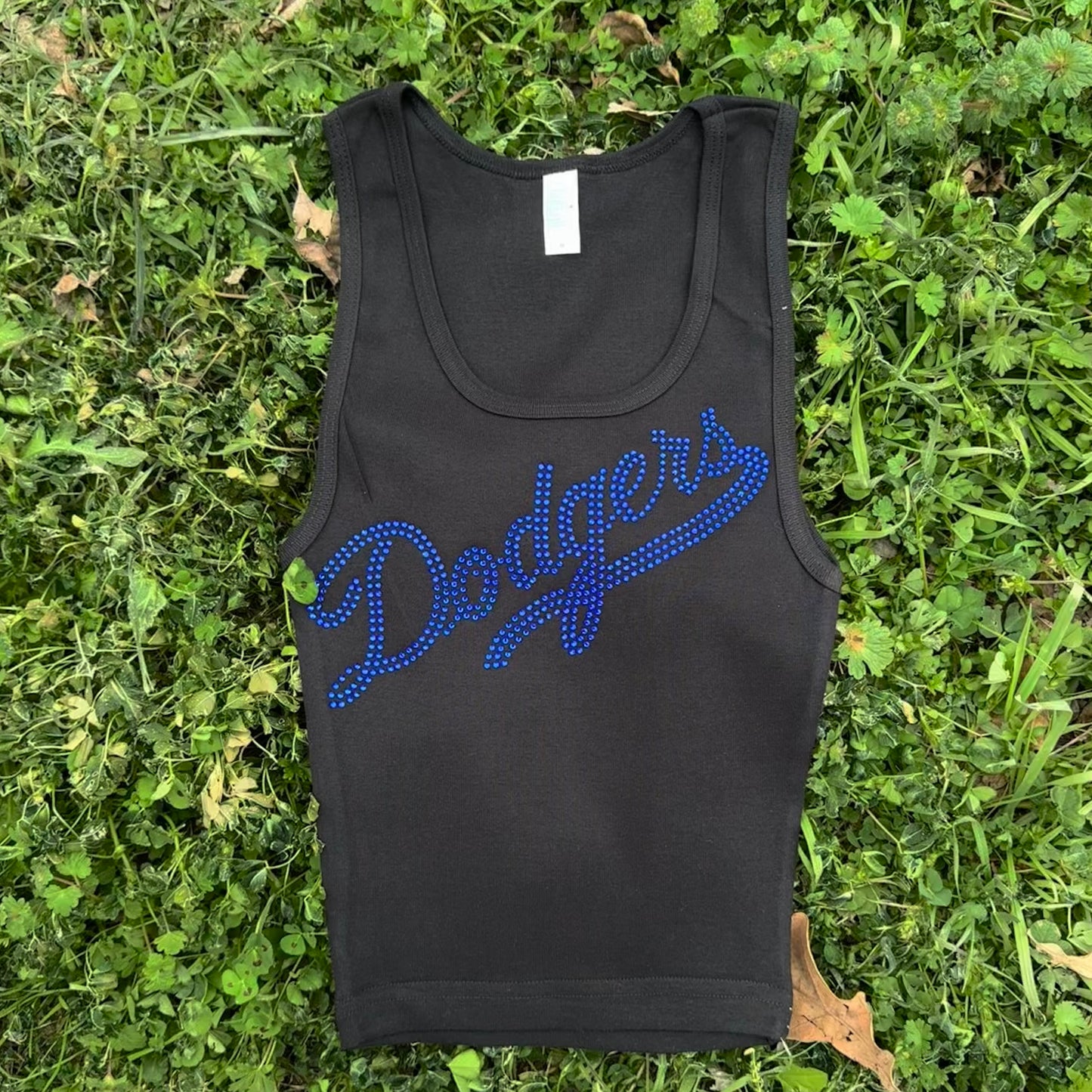 Dodgers Rhinestone Cropped Tank Petite