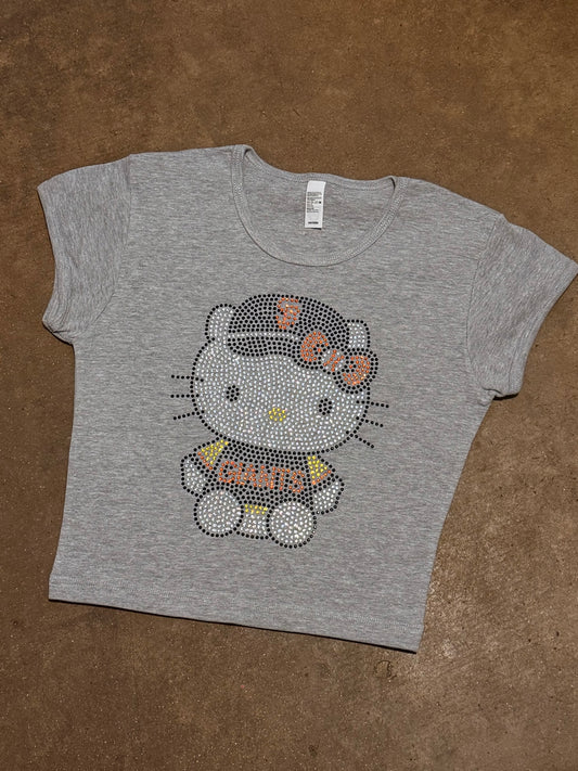 Kitty Sitting Giants Rhinestone Baby Tee
