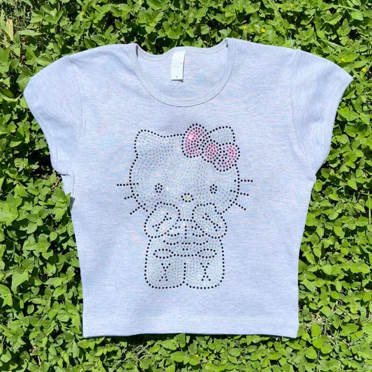 Hello Kitty Skeleton Rhinestone Baby Tee