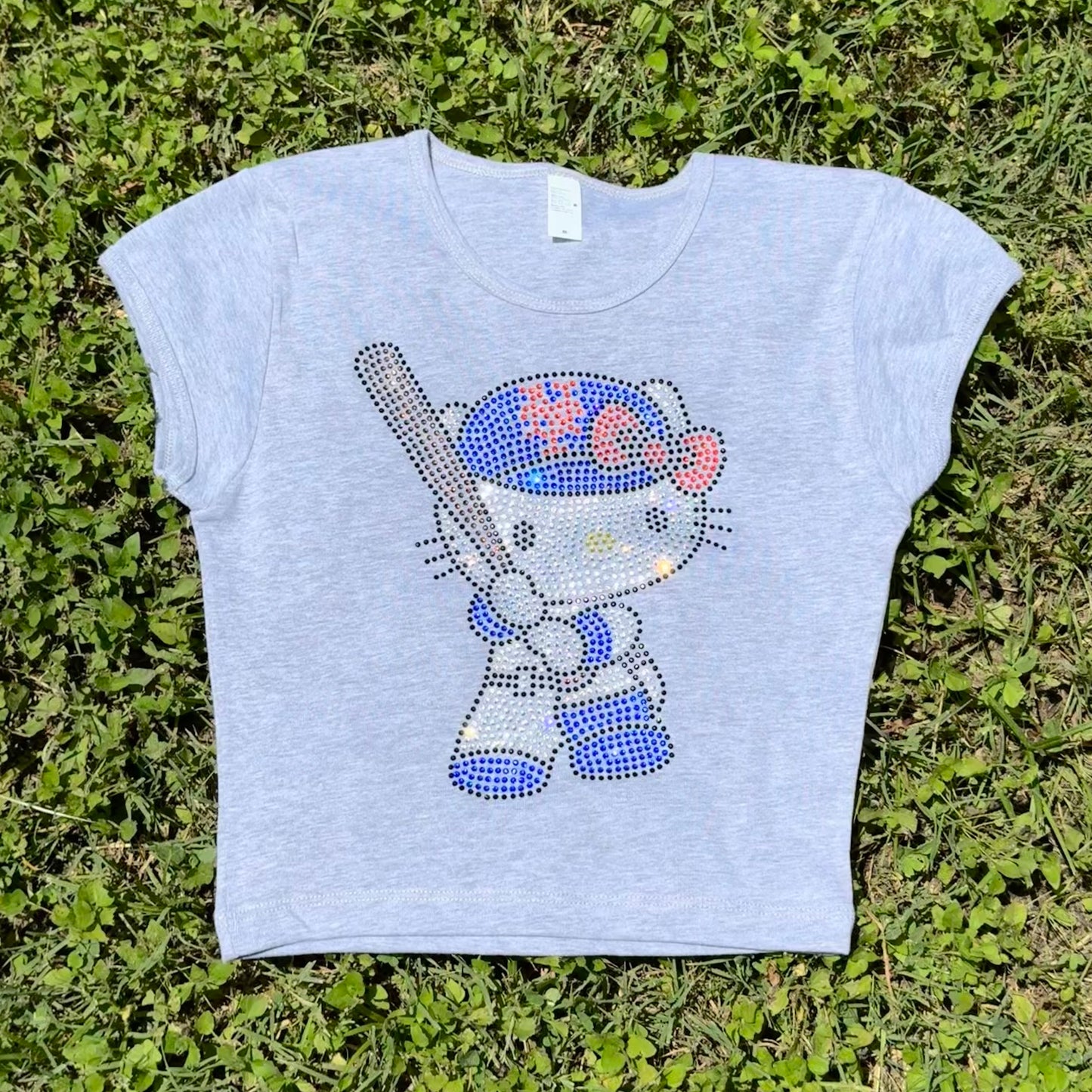 Hello Kitty w/ Bat New York Mets Rhinestone Baby Tee