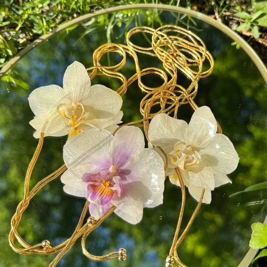 Handmade Real Purple Orchid Adjustable Necklace