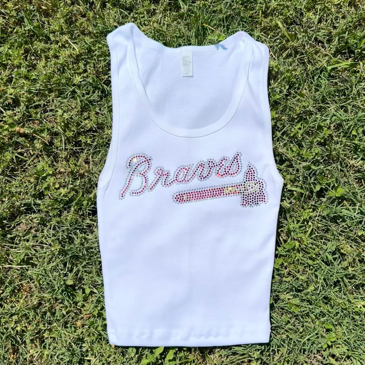 Braves Rhinestone Cropped Tank Petite