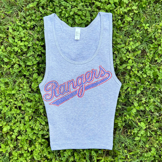 Texas Rangers Rhinestone Cropped Tank