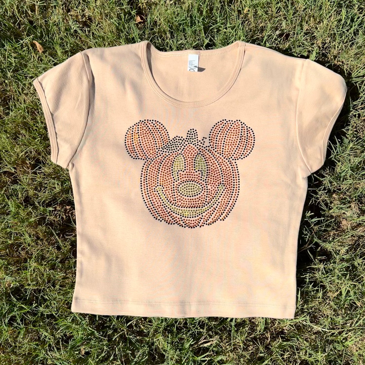 Mickey Pumpkin Rhinestone Baby Tee