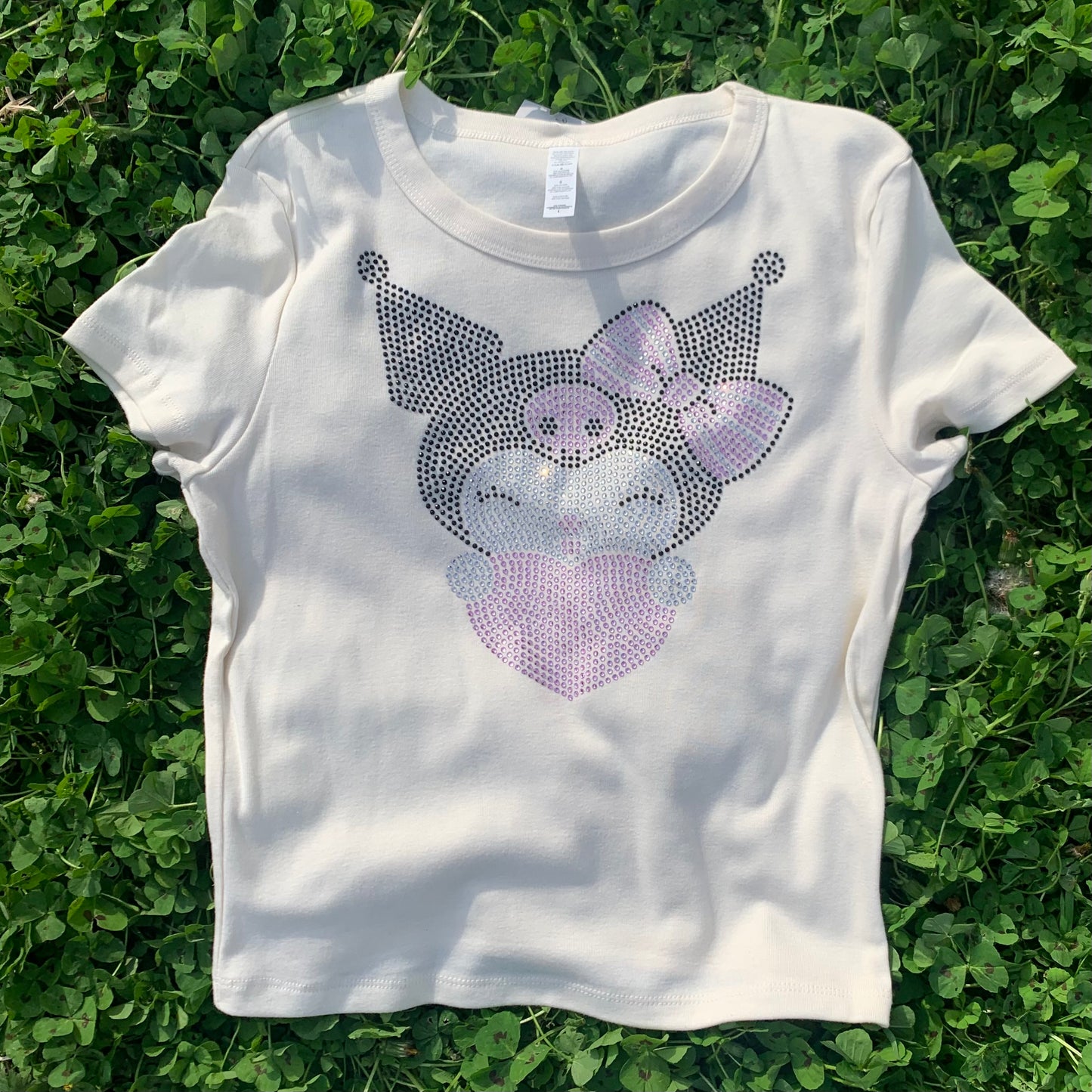 Kuromi Hearts Rhinestone Baby Tee