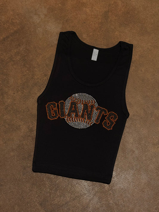 Giants Rhinestone Cropped Tank Petite