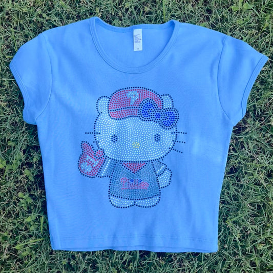Kitty Phillies Rhinestone Baby Tee