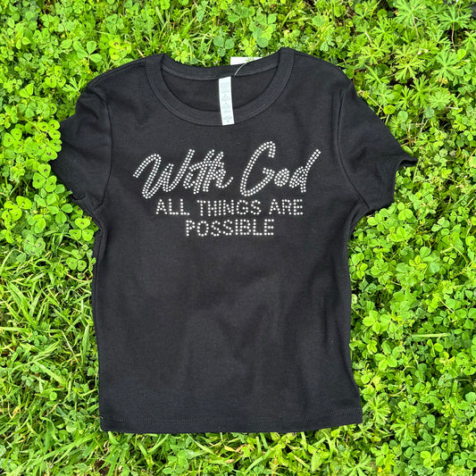 With God Rhinestone Baby Tee