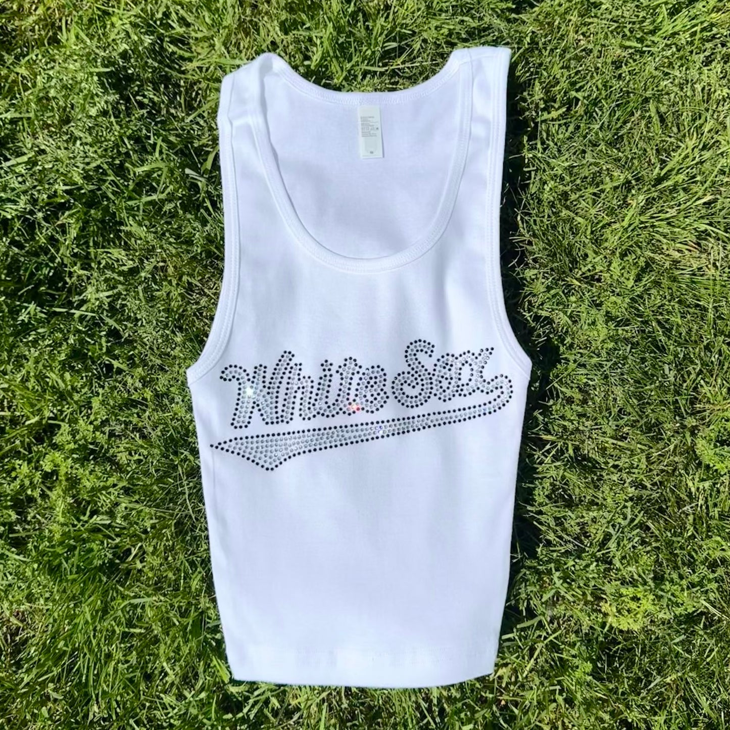 White Sox Rhinestone Cropped Tank Petite