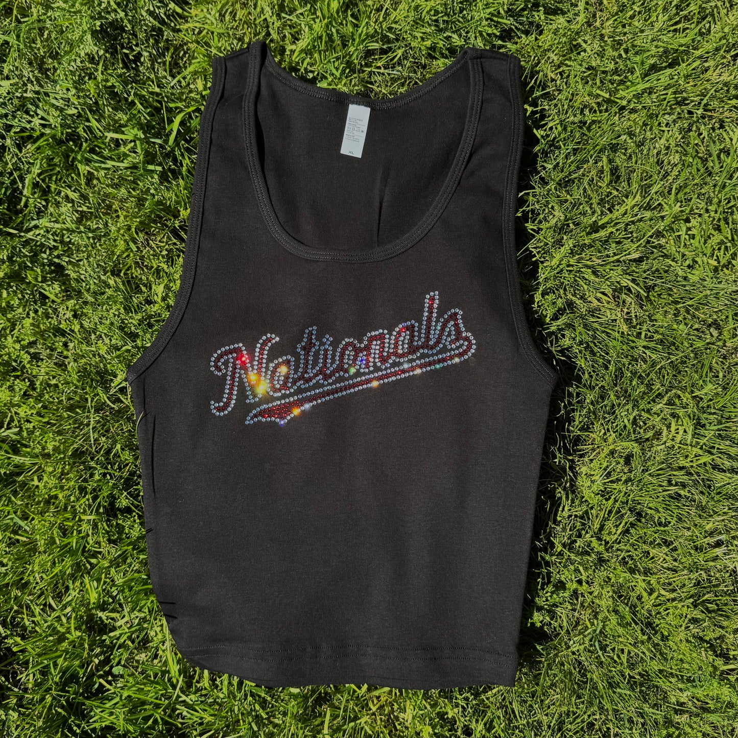 National Rhinestone Cropped Tank Petite