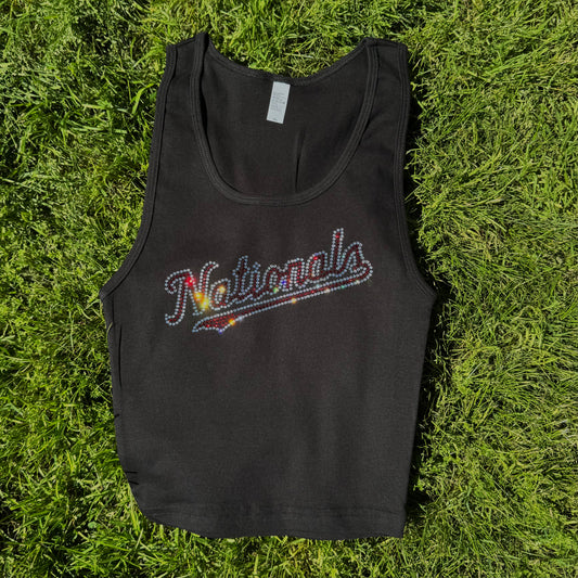 National Rhinestone Cropped Tank Petite