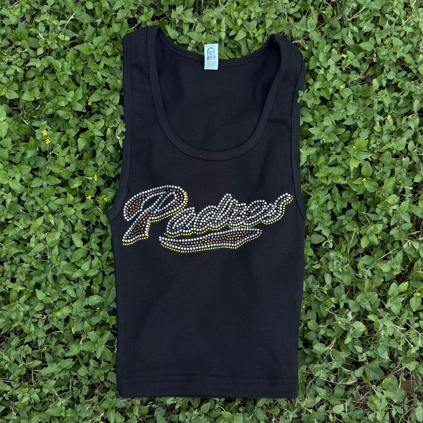 Padres 2 Rhinestone Cropped Tank Petite