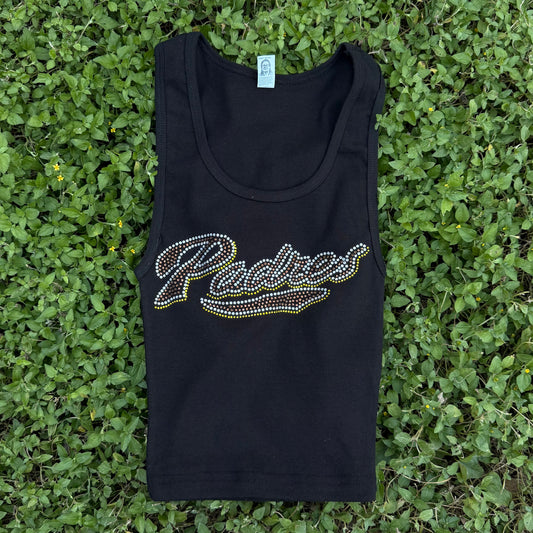 Padres 2 Rhinestone Cropped Tank Petite