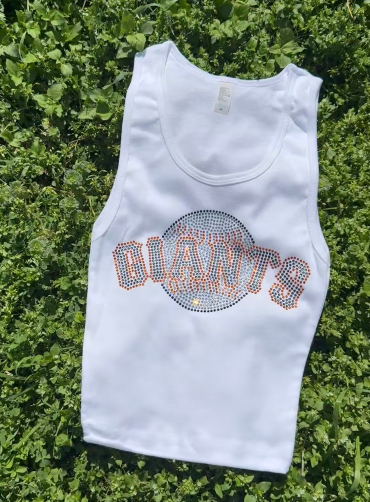 Giants Rhinestone Cropped Tank Petite