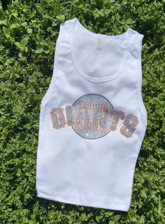 Giants Rhinestone Cropped Tank Petite