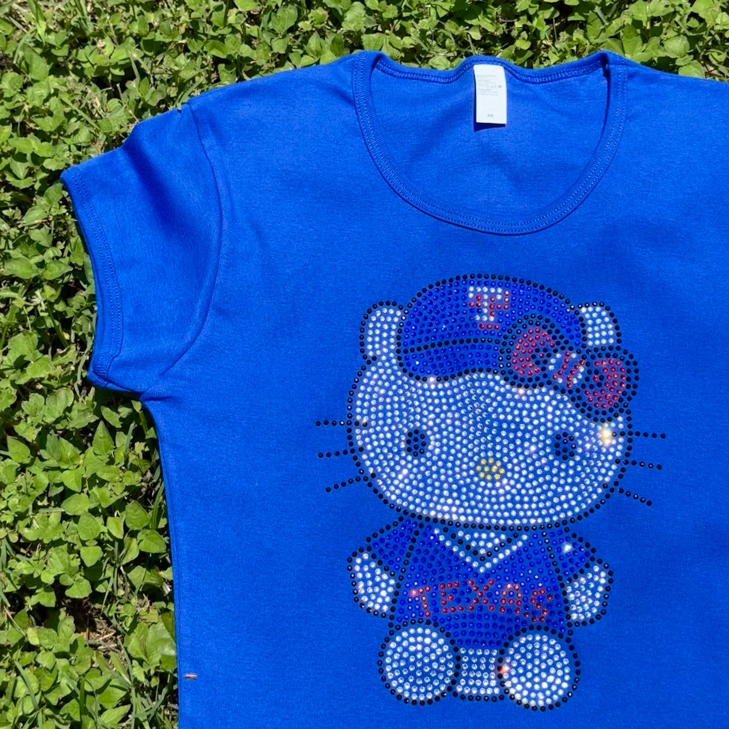 Hello Kitty Texas Rangers Sitting Rhinestone Baby Tee