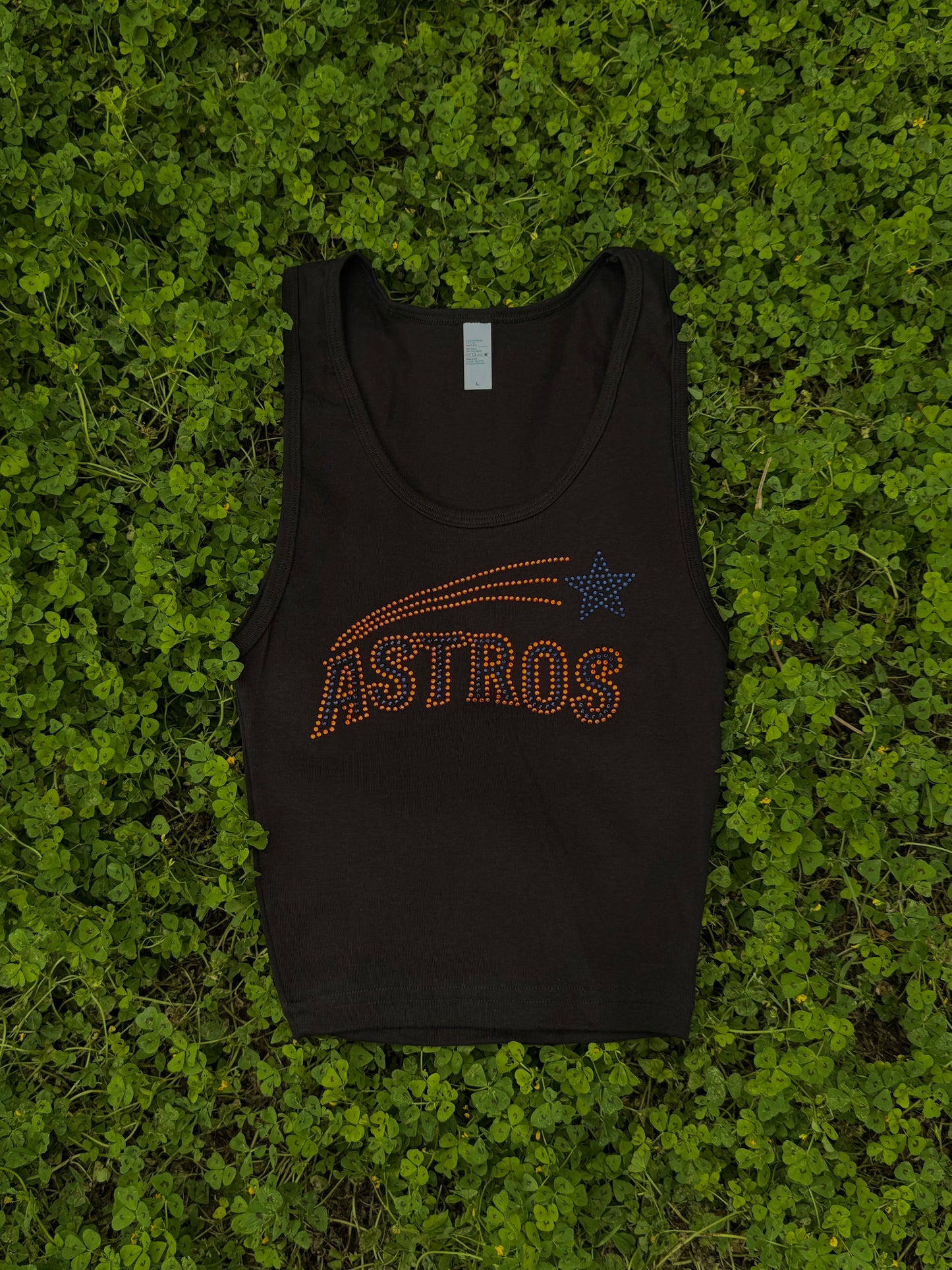 Astros Star Rhinestone Cropped Tank Petite