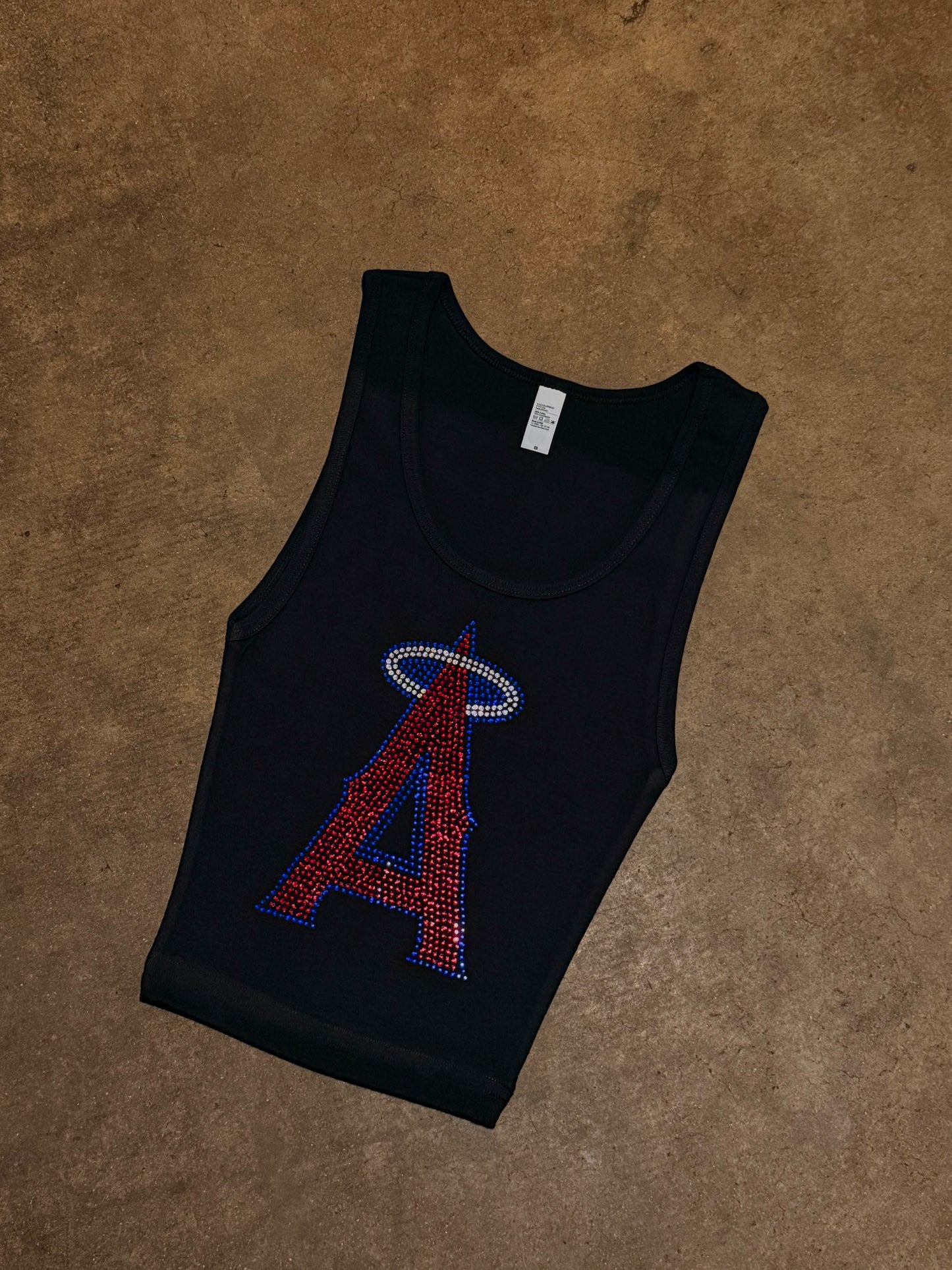 Angels A Rhinestone Cropped Tank Petite