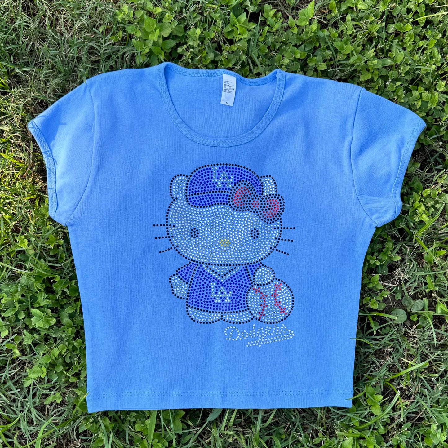 Hello Kitty Dodgers Rhinestone Baby Tee