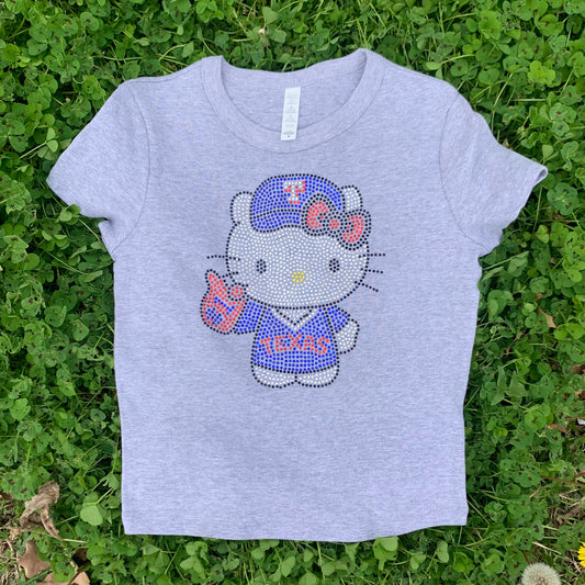 Hello Kitty Texas Rangers Foam Finger Rhinestone Baby Tee